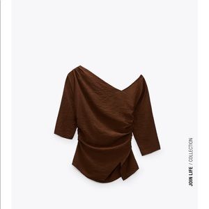Zara Ruched asymmetric top
